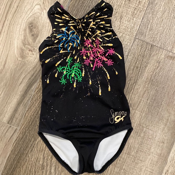 Body Ginnastica Artistica GK Elite Simone Lime, Nero, Taglia Bambino Piccolo S, Nuovo Con Etichette